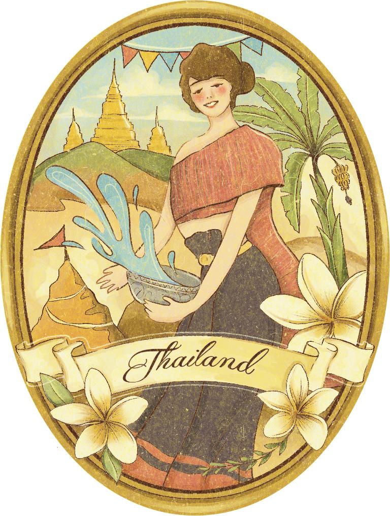 [5] TH Pocket Mirror Oval Victoriana Songkran