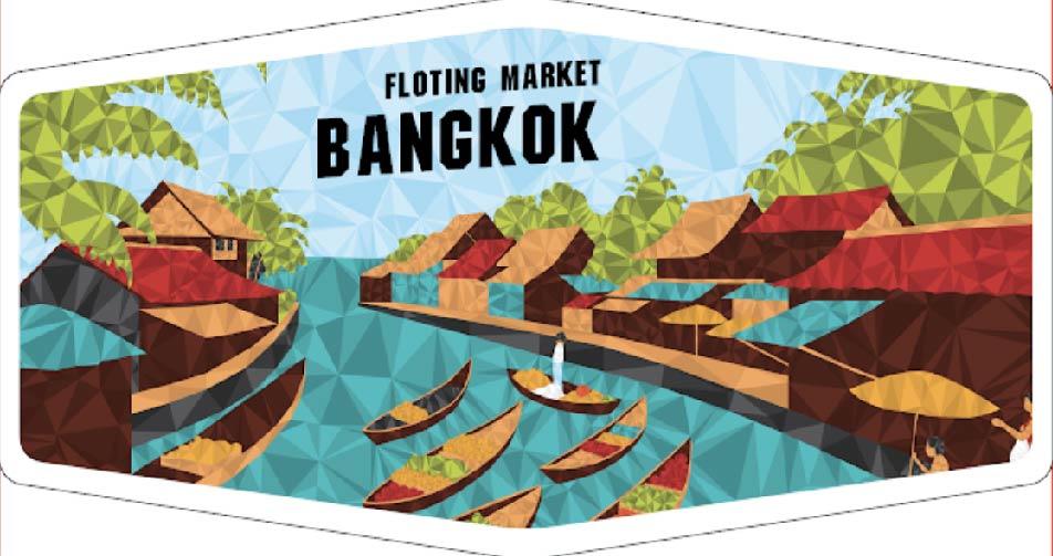 Bangkok Zinc Magnet Low Poly floating market