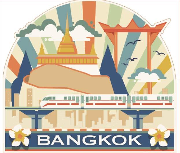 Bangkok Wood Magnet Retro phu khao thong