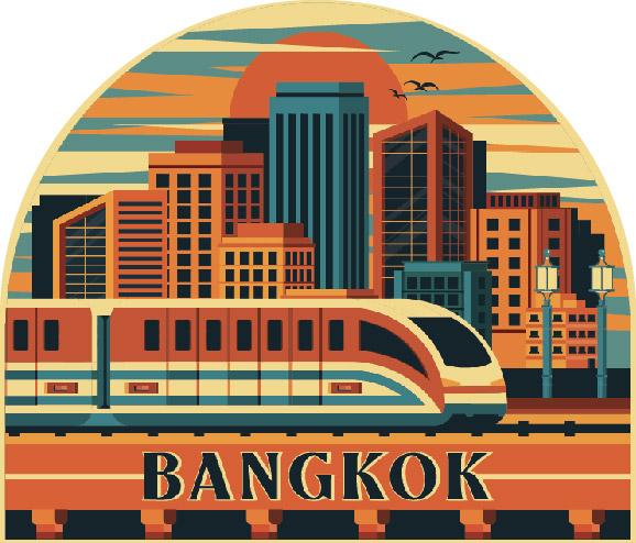 Bangkok Wood Magnet Retro bts