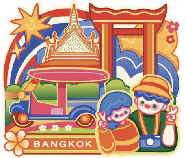 Bangkok Wood Magnet Whimsical tourist