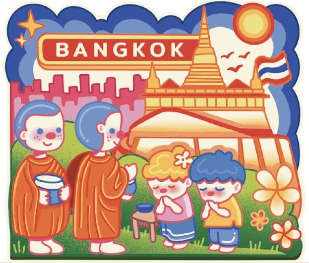 Bangkok Wood Magnet Whimsical thai culture