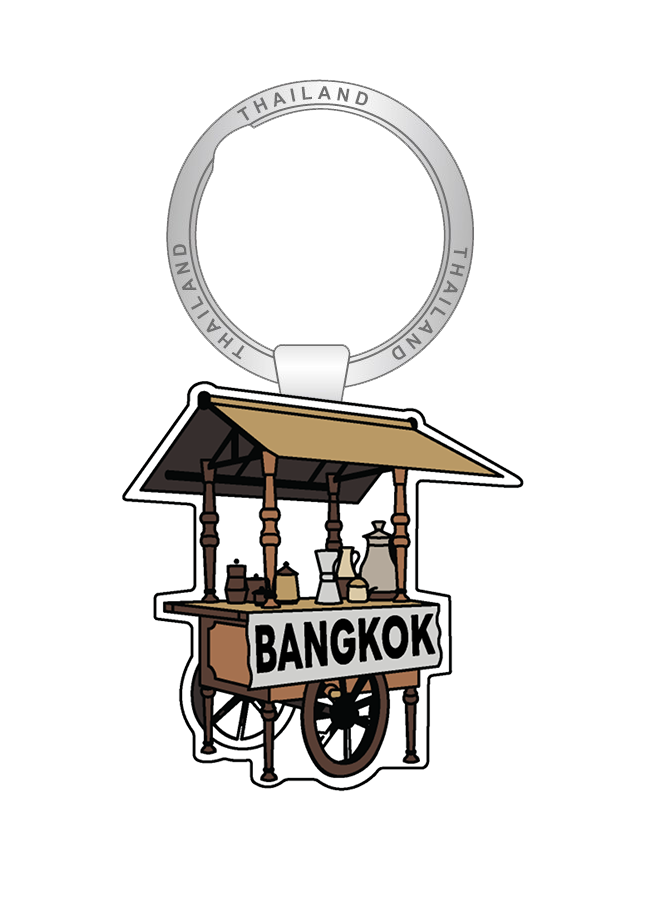 Bangkok Solid Keychain Retro street cafe
