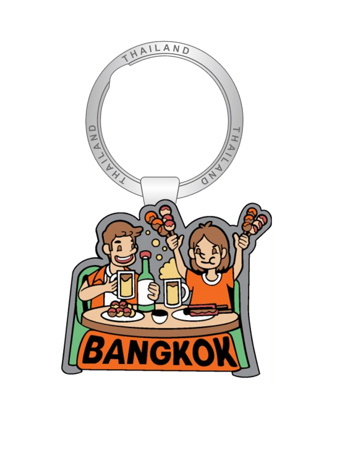 Bangkok Solid Keychain Retro street food
