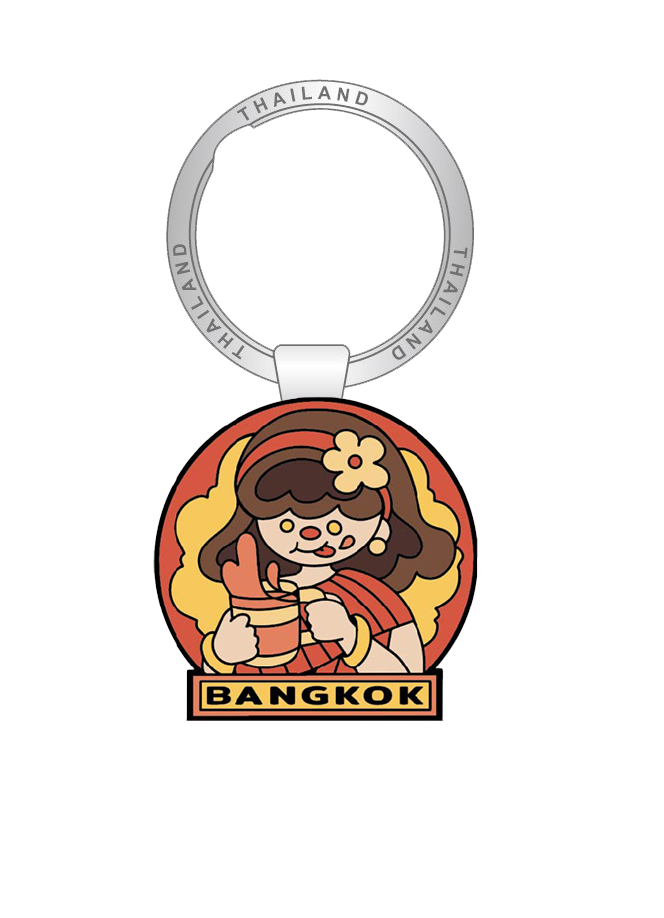 Bangkok Solid Keychain Whimsical girl thai tea