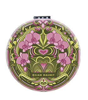 Bangkok Pocket Mirror Circle Nouveau thai orchid