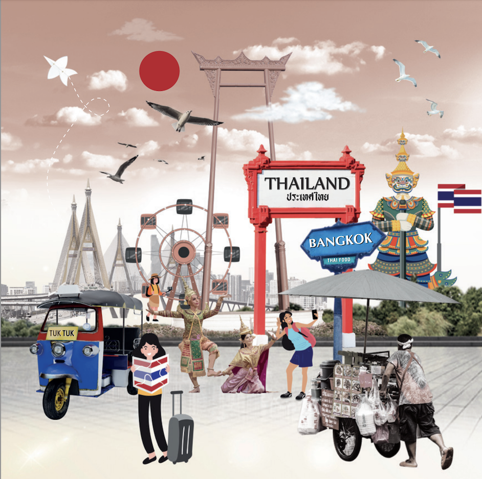 [9] Bangkok Pocket Mirror Square Collage Tuktuk