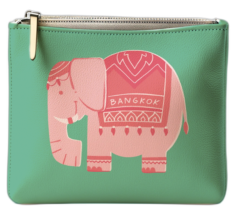 Bangkok Pouch Whimsical Pink Elephant