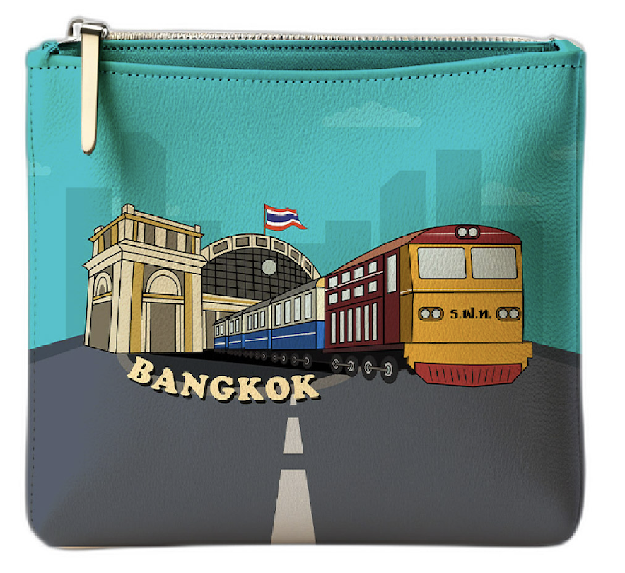 Bangkok Pouch Whimsical blue station