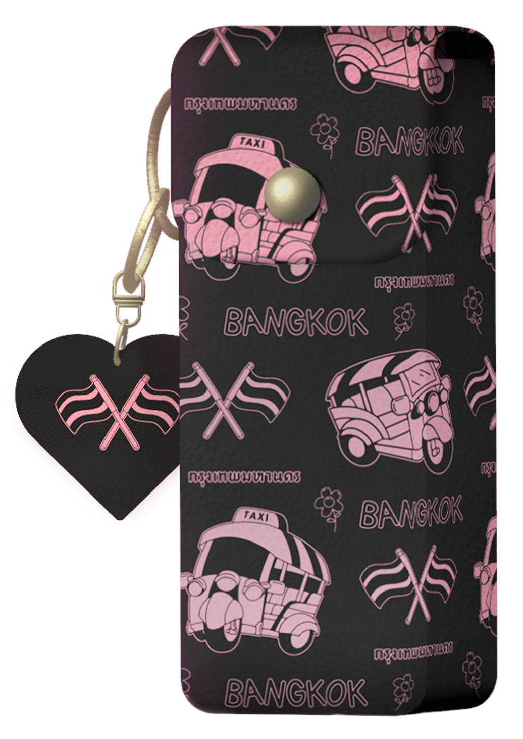 Bangkok Lip Case Whimsical Black Pink