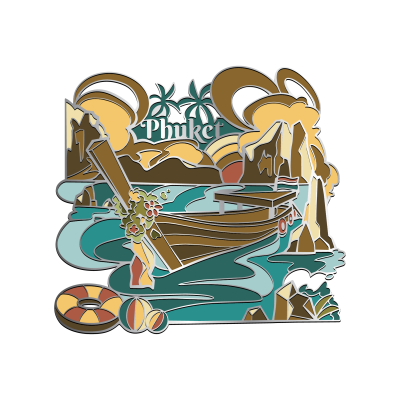 EM Mag long tail boat & island