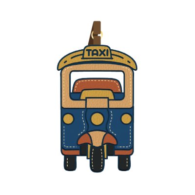 Thailand Flat leather PU Tag Bag Tuk Tuk