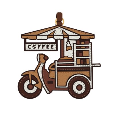 Bangkok Flat leather PU Tag Bag Coffee cart