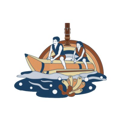 Pattaya Flat leather PU Tag Bag boat and coral