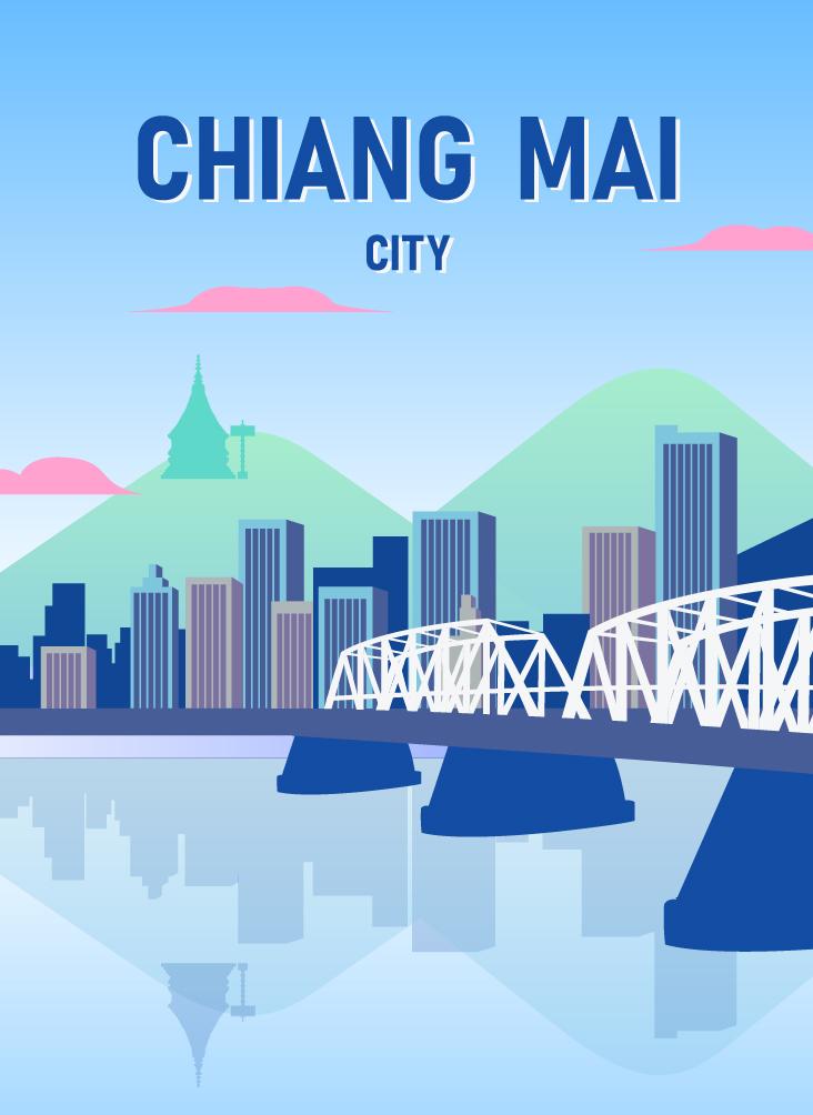 [12] Chiang Mai Pocket Mirror Rectangle City