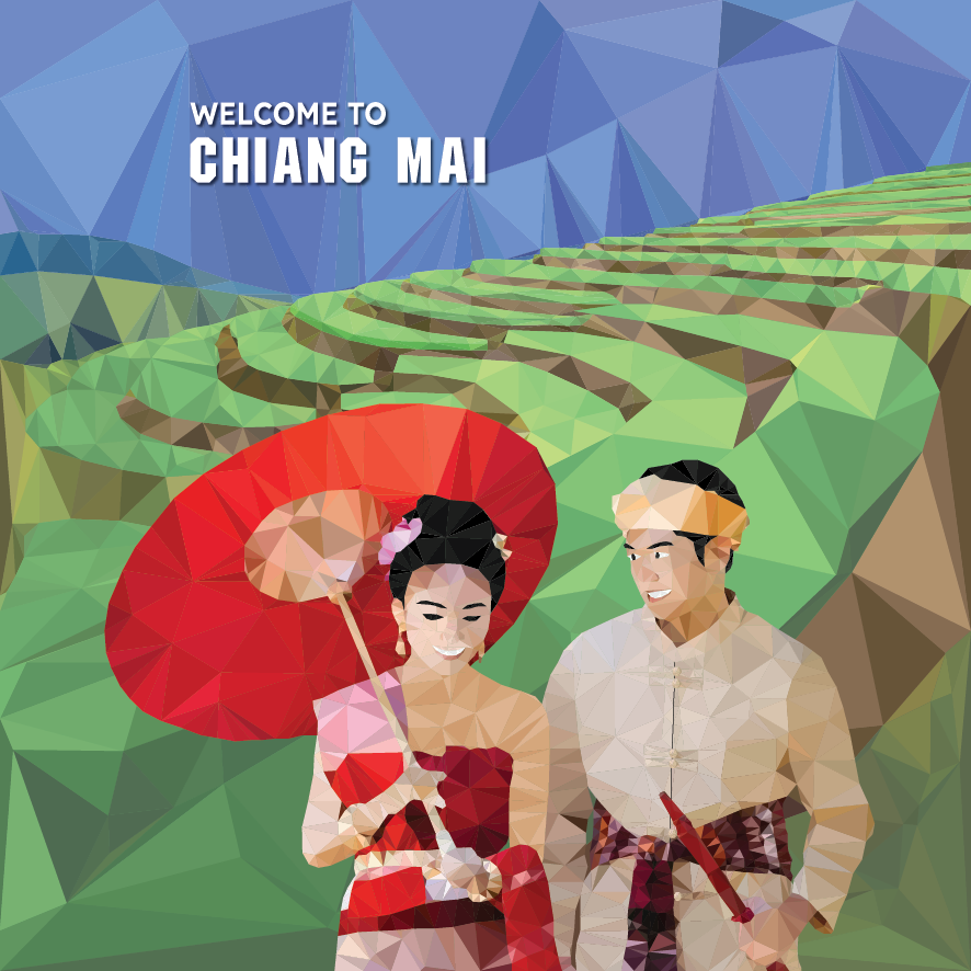 [15] Chiang Mai Pocket Mirror Square Lanna Native