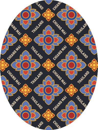 [16] Chiang Mai Pocket Mirror Oval Tung Lanna