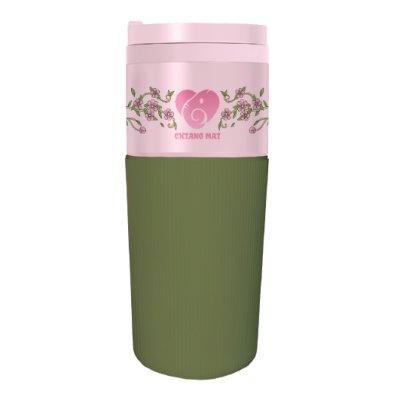 Chiang Mai Straw Glass Tumbler Tribal clothing with flowers