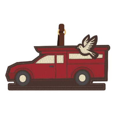 Chiang Mai Flat leather PU Tag Bag Red Car