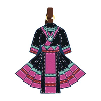 Chiang Mai Flat leather PU Tag Bag Hmong costume