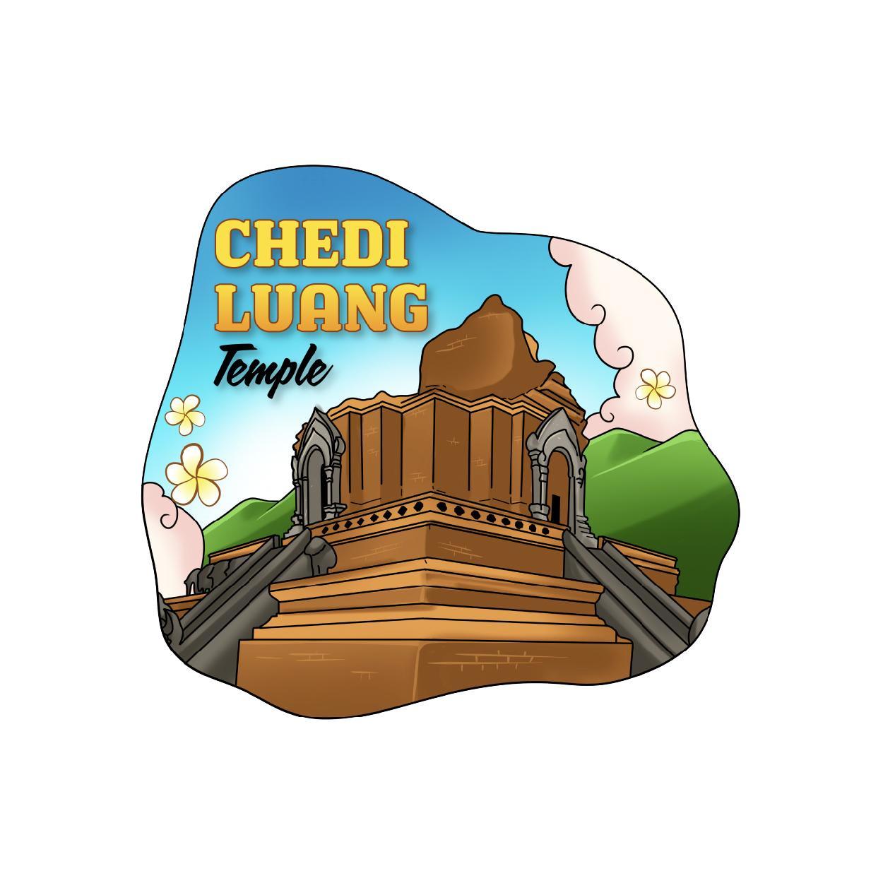 [89] Wood Magnet Wat Jedi Luang
