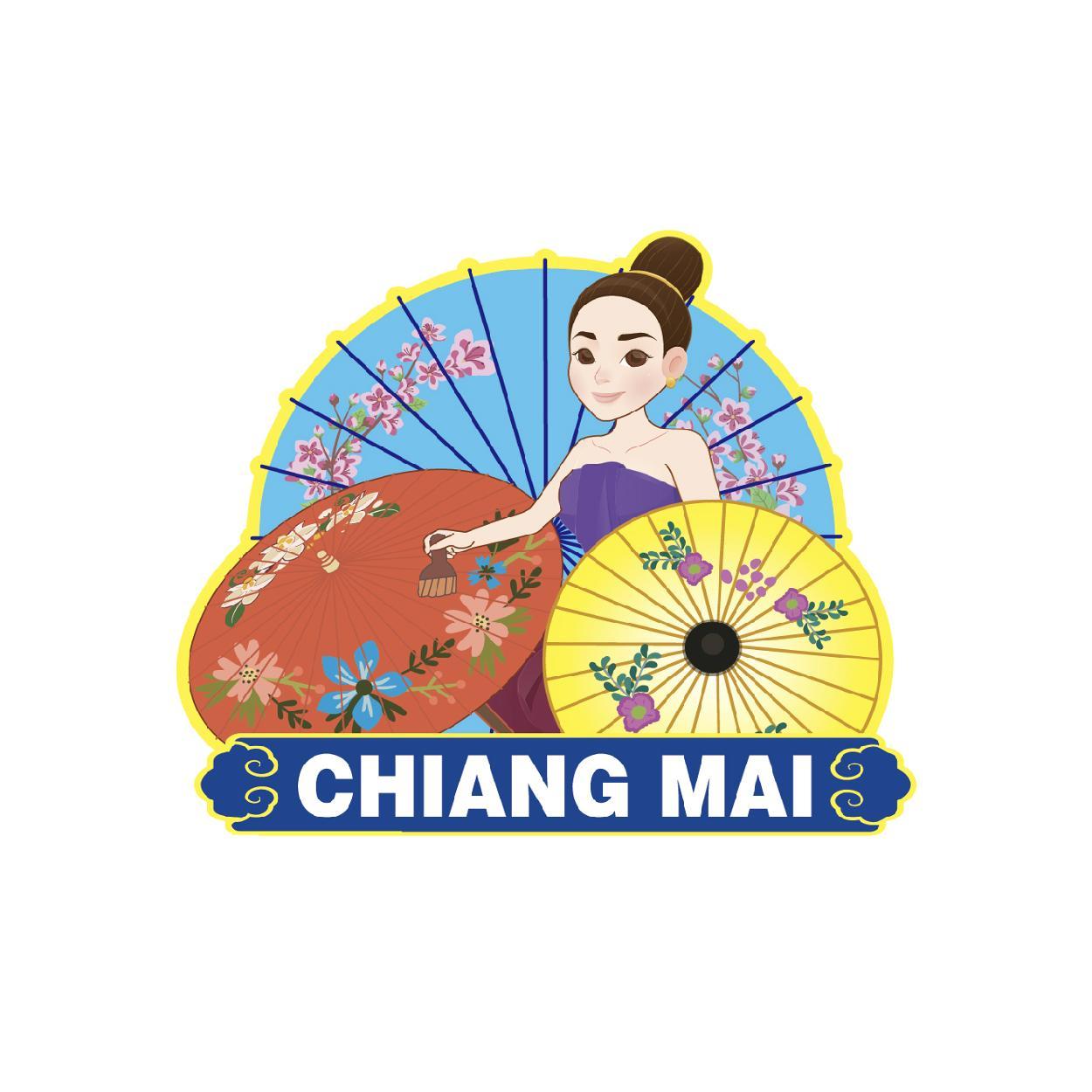 [95] Wood Magnet ChiangMai Umbrella with Lady