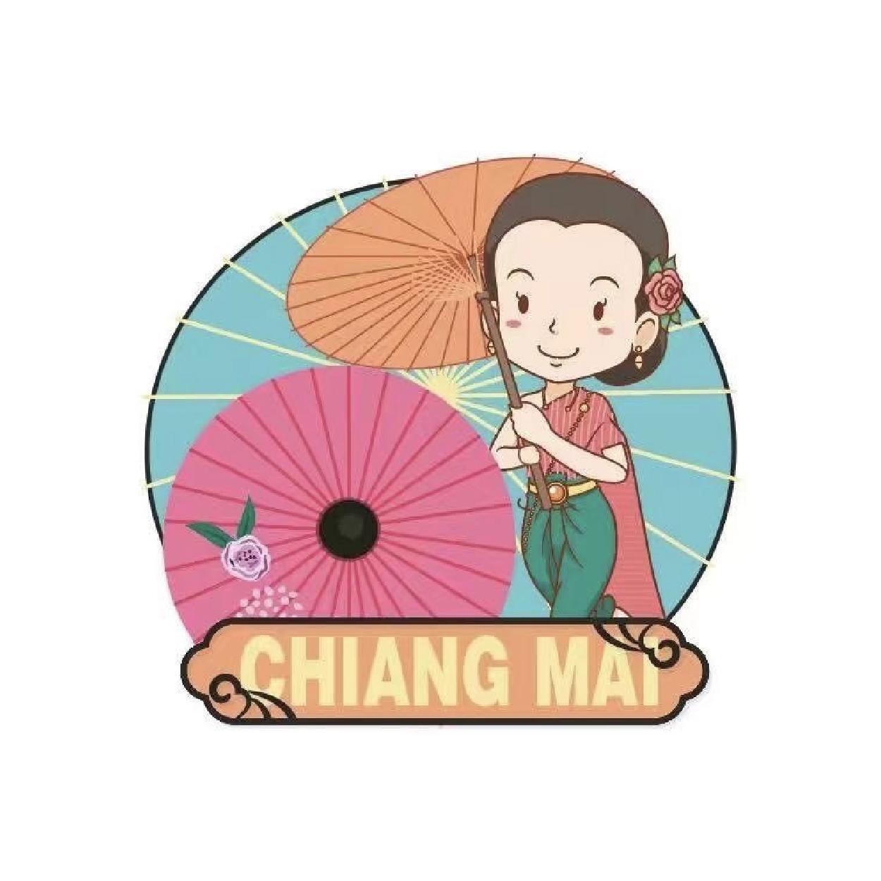 [96] Wood Magnet ChiangMai Umbrella with Girl