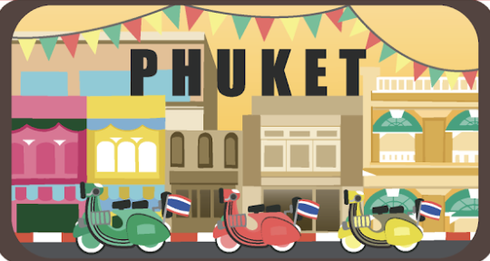Phuket Zinc Magnet Flat old town with motorcycles