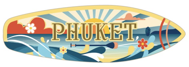 Phuket Zinc Magnet Retro surfing board
