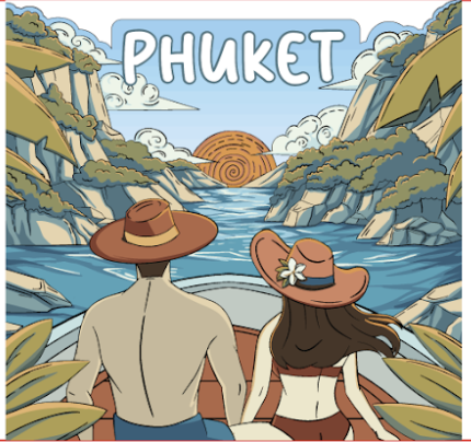 Phuket Wood Magnet Whimsical Bikini and boat