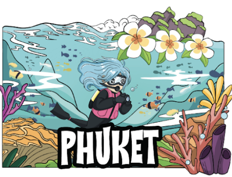 Phuket Wood Magnet Whimsical Under the sea and camera