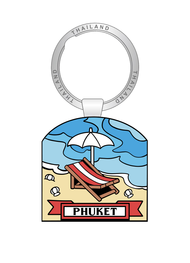Phuket Solid Keychain Deco Bed and white umbrella