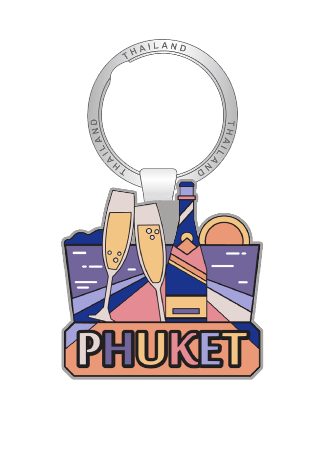 Phuket Solid Keychain Deco Champagne and boat