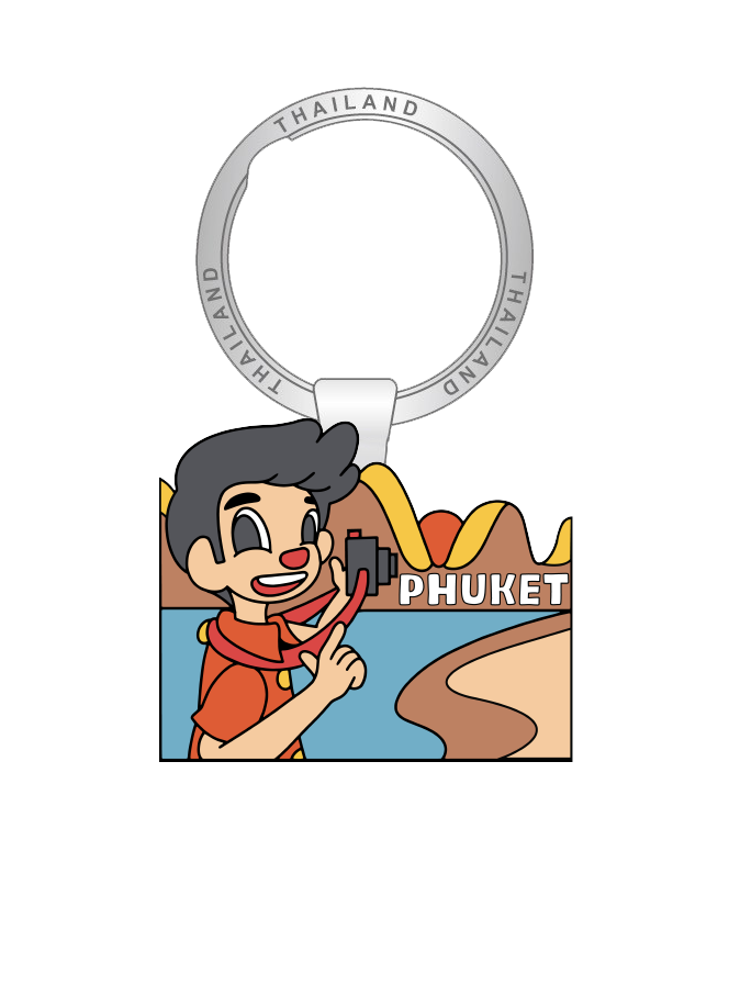 Phuket Solid Keychain Whimsical Tourist with camera