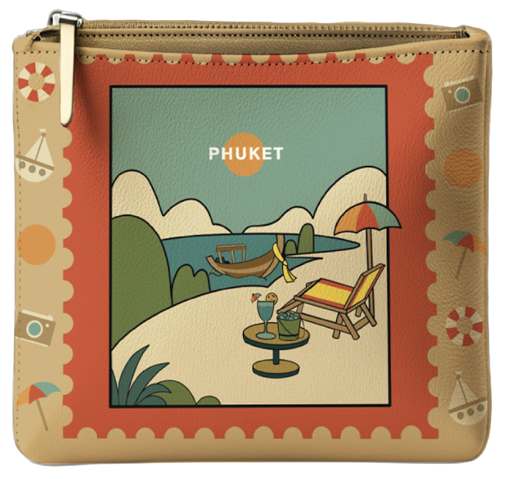 Phuket Pouch Retro Boat and Island