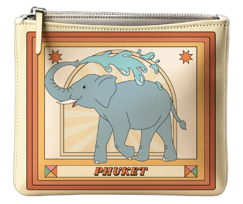 Phuket Pouch Retro Elephant Showering