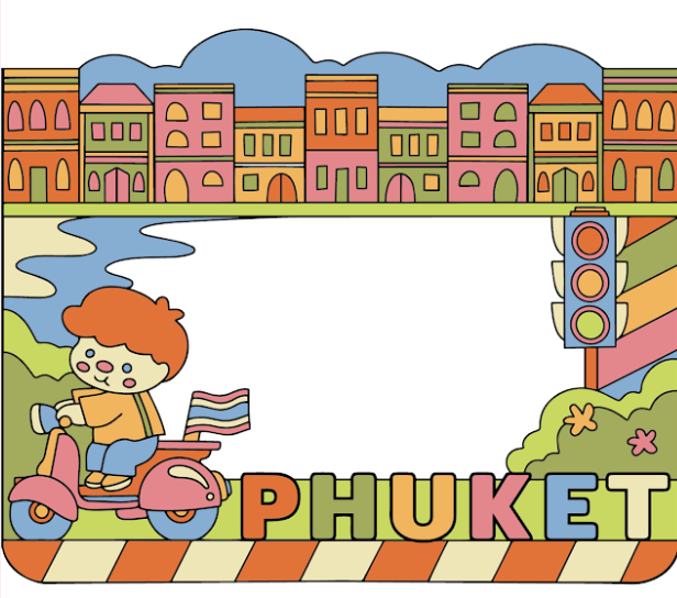 Phuket Magnet PVC Picture Frame old city with bicycle