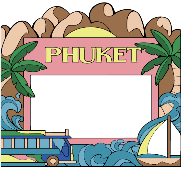 Phuket Magnet PVC Picture Frame Phuket bus and sailing