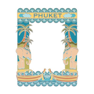 Phuket Solid Picture Frame 8x10cm Elephant, Coconut Tree & Long Tail Boat