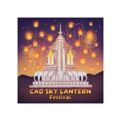 CAD mag ceramic sky lanterns, fireworks&white pagoda