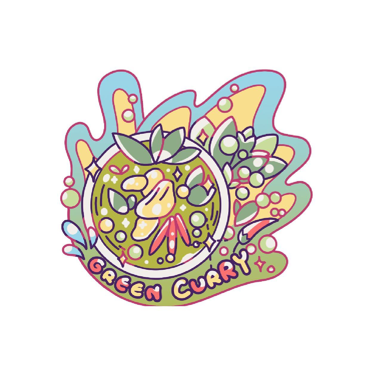 [216] Wood Magnet Green Curry