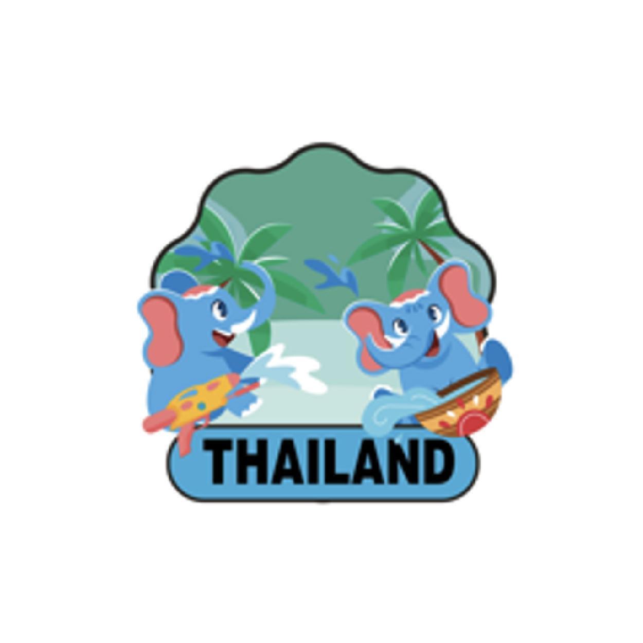 [228] Wood Magnet Song Kran Double Elephant