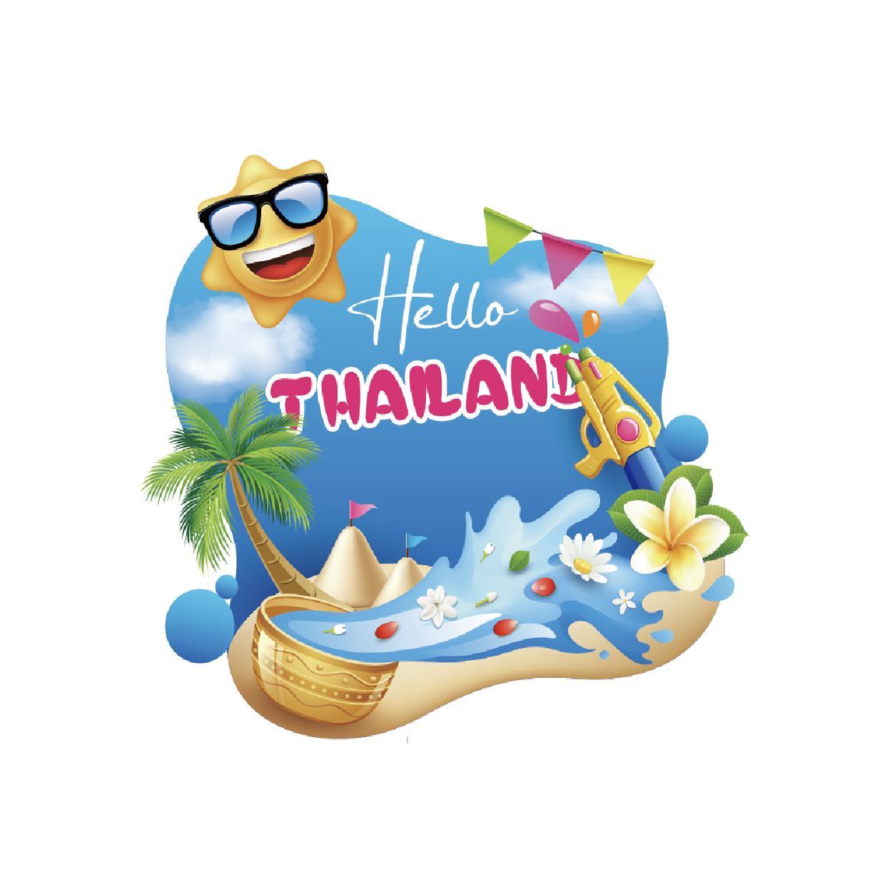 [229] Wood Magnet Song Kran Hello Thailand