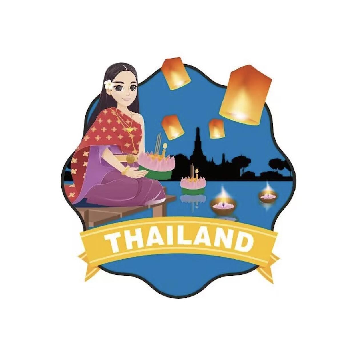 [233] Wood Magnet Loy Kratong&Lantern Lady