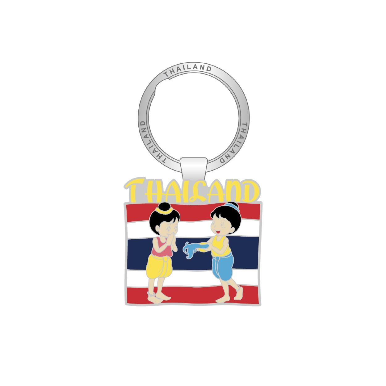 [343] Solid50 Keychain Thai Flag with Boy&Girl